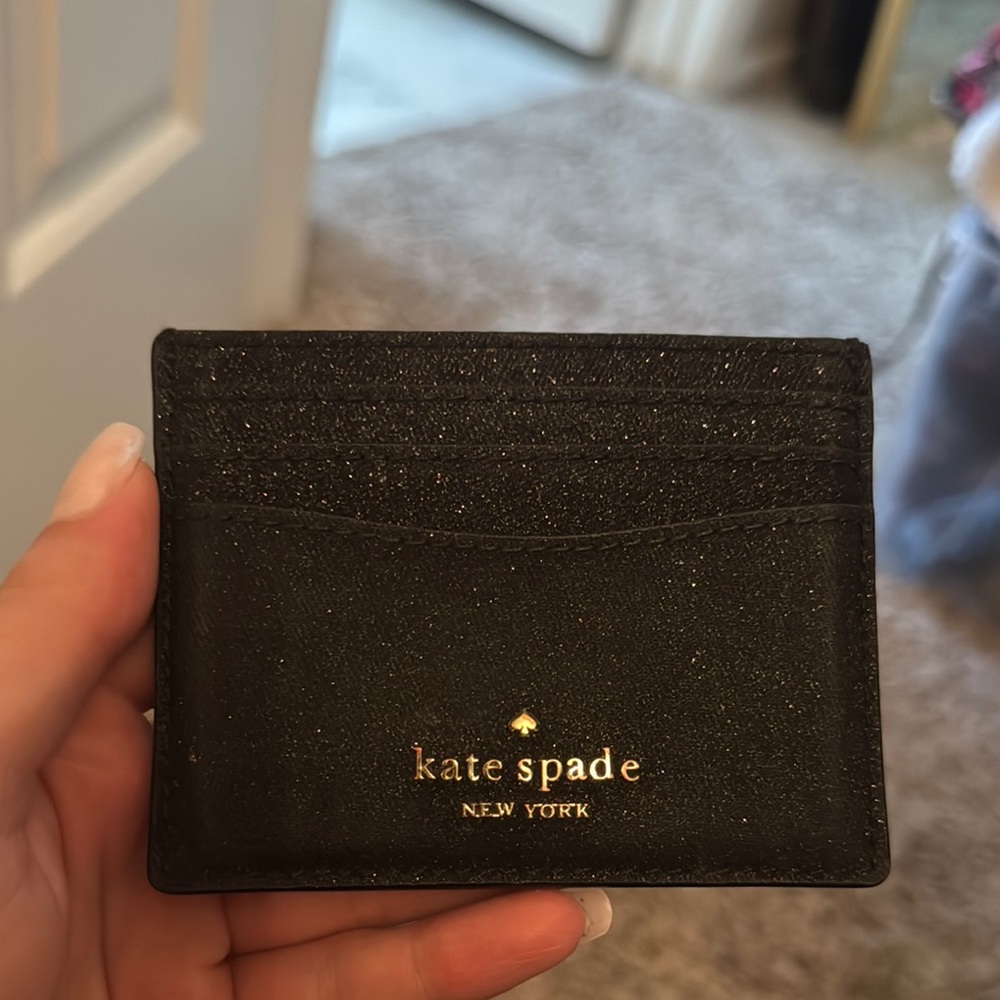 Kate Spade Black Glitter Card Holder